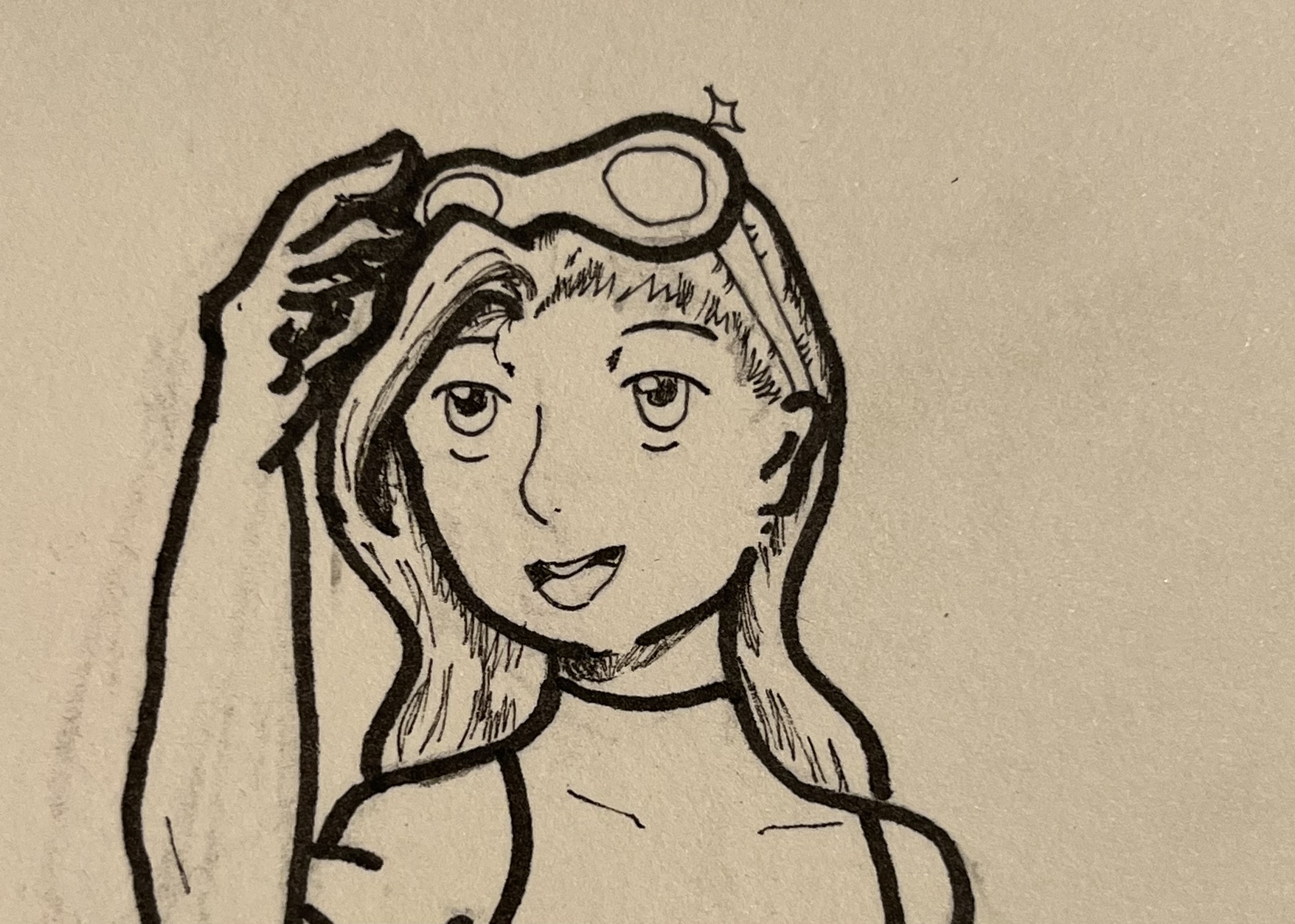 Googles, 2024 Ink and pencil on paper Random doodle