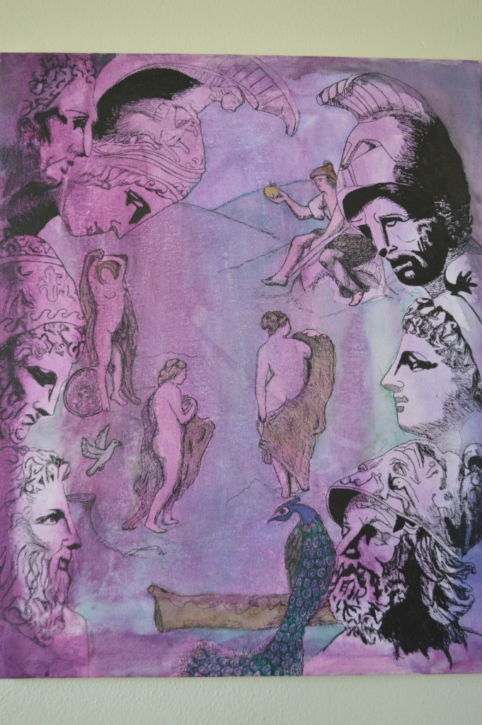 Judgment, 2015, Graphite, ink, watercolor on canvas Inspired by various art surrounding the myth of the Trojan War